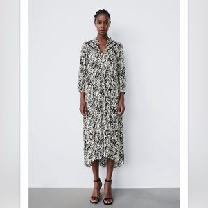 Zara PRINTED DRESS WITH LACE INSERTS